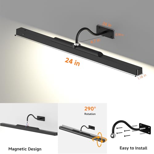 Kryoza Gallery Picture Light Black,6000mAh Wireless Artwork Lighting,Rechargeable Battery Powered Remote Dimmable LED for Painting Display(24 in, Black) by Kryoza - Used condition - Image 4