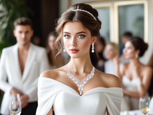 Wedding Bridal Bridesmaid Austrian Crystal Rhinestone Jewelry Sets Statement Choker Necklace Earrings Bracelets Sets for Wedding Party Prom3