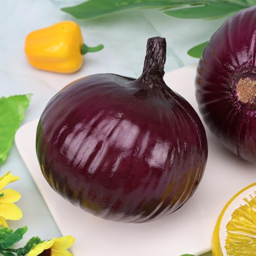 Cebolla morada artificial de simulación para decoración de cocina y hogar, 2 piezas 7