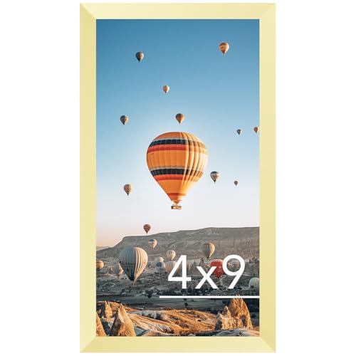 Image of JCJMY 4x9 Picture Frame Gold for Wall Hanging or Tabletop, Wall Mounting Horizontally or Vertically, 4 x 9 Wall Gallery Poster Photo Frame with Shatter Resistant Plexiglass, Gold