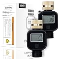 MOES Water Flow Meter with Brass Inlet Metal Thread, Measure Gallon/Liter Consumption and Flow Rate for RV Water Tank Filling, Outdoor Garden Hose Watering, Lawn Sprinkler and Nozzle Sprayer, 2 Pack