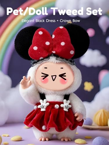 Image of Clothes for LABUBU 6.7inch (17cm) Doll, Cute Outfit Small Dress and Hairpin, Dress Up, Accessories (No Doll) (Micky Suit)