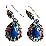 Unified Jewellery Pendientes colgantes de color plateado para mujer, aretes de gota de lágrima de piedra natural, joyería de compromiso de novia, accesorio de moda 1222