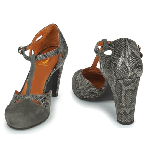 SHODENSE Women Kitten Heel Mary Jane Pumps Shoes Ankle T-Strap Closed Round Toe Sandals Heeled Cut-Out Snakeskin Suede Mary Janes Dress Shoes Two-Toned Patchwork Office Party Dance Shoe Chic 4-11 M US4