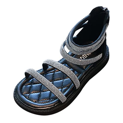 Girls Sandals Summer New Children Dress Shoes Casual Shoes Girls Soft Bottom Open Toe Sandals Sandals for Girls Size 4 (Black, 3.5-4 Years)