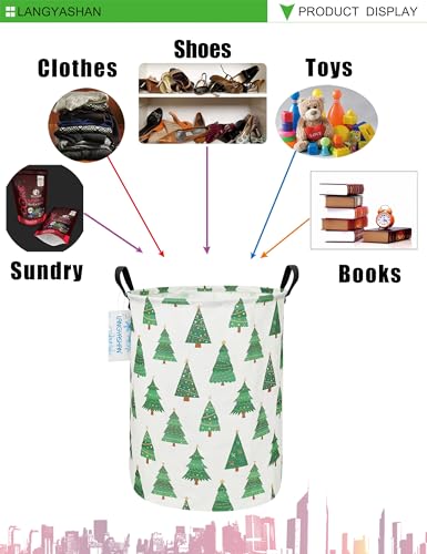 Image of Round Laundry Basket Collapsible Storage Hamper Toy Bin (Christmas Tree)