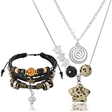 RechicGu Multilayer Y2k Star Necklace Fairy Grunge Bracelets Set Handmade Fairycore Grunge Jewelry Gothic Swirl Star Necklace Punk Rock Roll Music Guitar Accessories for Women Men Swirl