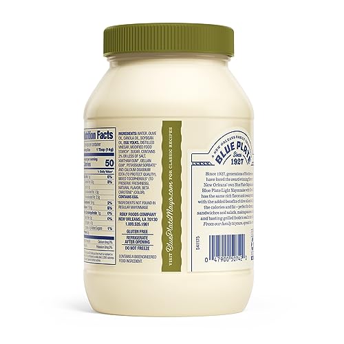 Blue Plate Light Mayonnaise with Olive Oil, 30 Fl Oz Jar (Pack of 6)