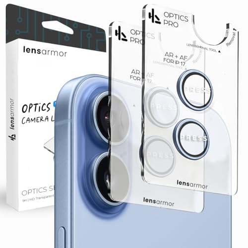 Image of Lensarmor Compatible with iPhone 17 Camera Lens Protector Mist Blue (2-Pack) - 9H Tempered Glass, Military-Grade Anti-Scratch, Case-Friendly, Easy Install Frame