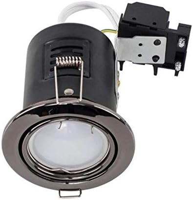 MiniSun Pack of 10 Fire Rated Polished Chrome Tiltable GU10 Recessed Ceiling Downlights - Complete with 5w LED Bulbs [6500K Cool White]
