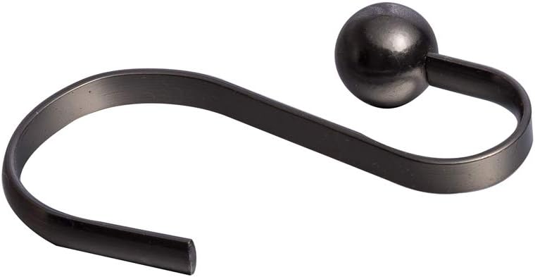 Metal Shower Curtain Hooks, Rust Resistant Bar Shower Hooks Rings for Bathroom, Guest Bathroom, Master Bathroom Set of 12 (Bronze)