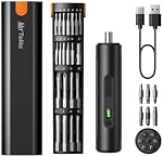 MrToNo Electric Screwdriver, Cordless Screwdriver Set, Power Screwdriver Set, 3 Torque Settings, 1500mAh Battery, 33 Magnetic Bits, LED Light, Rechargeable Tool for Furniture, DIY, Household Repair