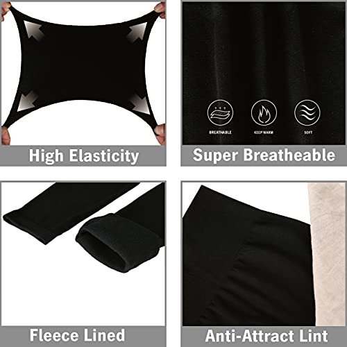 Triunion 3 Pack Thermal Fleece Lined Leggings Women High Waisted Tummy Control Winter Warm Yoga Pants For Workout&Running&Daily Wear,Black,Size Large/X-Large #TOP2