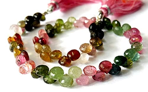 Tourmaline multicolore naturelle AAAAA+++++ perles oignons facettées 4-5mm rang 9" E1992
