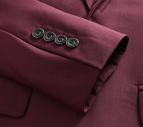 Mogu Mens Slim Fit One Button Casual Blazer Jacket Us Size 32 (Label Asian Size L) Wine #TOP4