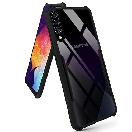 Image of Jkobi Back Cover Case for Samsung Galaxy A50 | Galaxy A50s (Crystal Glass Back | Camera Protection | Shockproof Bumpers | Professional Black)