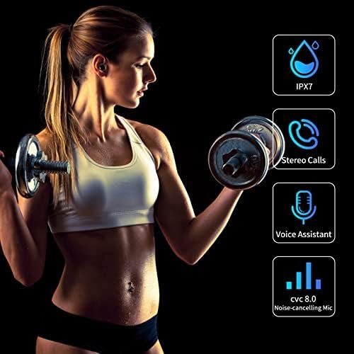 Image of EDYELL Wireless Earbuds, Bluetooth Headphones 5.3, 50H Playback Over-Ear Buds with Noise Cancelling Mic, Deep Bass Earphones with Earhooks, IPX7 Waterproof for Sports Running (Midnight Black)