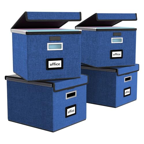 Huolewa File Organizer Box with Lids, Collapsible File Folder Organizer