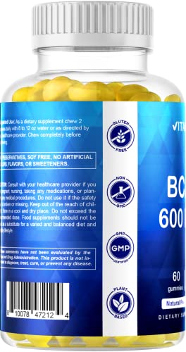 Vitamatic Bcaa Gummies - Branch Chain Amino Acid Supplements - Peach Flavor - 600Mg Per Serving - 60 Vegan Pectin Based Gummies (1 Bottle) #TOP4