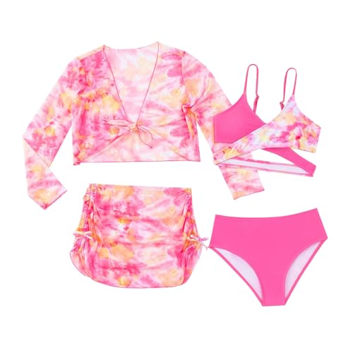 Maillot de bain trois pièces fille anti UV rashguard avec short protecteur 3-16 ans