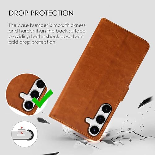 Image of Amazon Brand - Solimo Flip Leather Mobile Back Cover (Soft & Flexible Back case) for Samsung Galaxy S24 5G (CamelBlack)