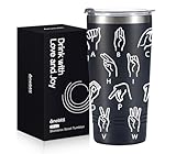 Onebttl ASL Gifts & Deaf Gifts - For Sign Language Enthusiasts, Ideal for Christmas & Birthday, 20oz (590ml) Stainless Steel Tumbler with Lid & Straw