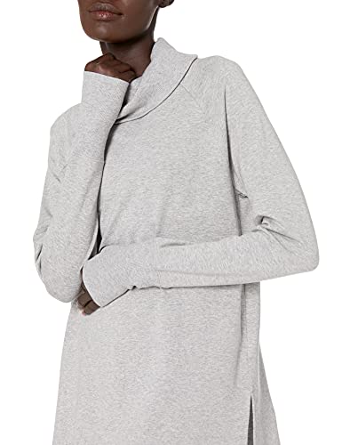 Amazon Essentials Women's Studio Terry Long-Sleeve Funnel Neck Tunic, Light Grey Heather, Small #TOP2