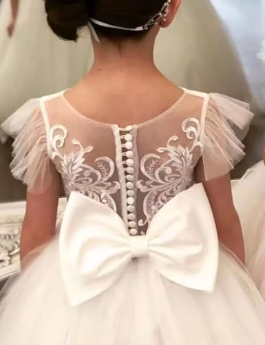 Flower Girl Dresses for Wedding Lace Applique First Communion Dress Tulle Pageant Dress for Girls Ball Gown4