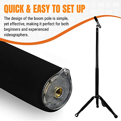 Iographer Compact Boom Pole, Extendable 5- Section Microphone Holder, Mic Boom Arm Maximum Reach 1.5M (59In), Lightweight Adjustable Pole And Microphone Mount, Audio Equipment For Creators #TOP3