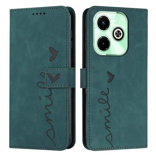 Étui Infinix Hot 40i avec fente carte et motif relief vert