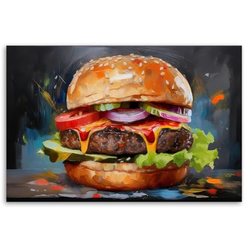 Lienzo de hamburguesa de 40x60 cm, póster de cocina moderno sin marco para decoración de comedor