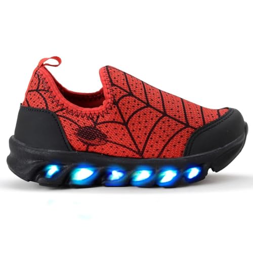 Kit 2 Pares Tenis Infantil Menino Sonic Homem Aranha Led Colorido Calce Facil (VERMELHO, BR, Criança