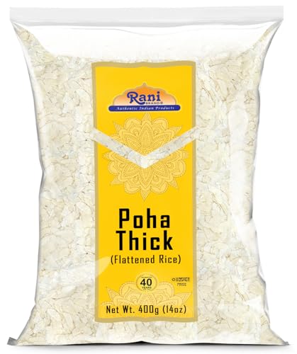 Rani Poha (Powa) Thick Medium-Cut (Flattened Rice) 32oz (2lbs) 908g ~ All Natural, Salt-Free | Vegan | Kosher | No Colors | Gluten Friendly | Indian Origin