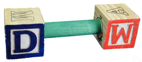 Super Bird Creations SB356 ABC Barbell Bird Foot Toy, Medium/Large Bird Size, 4" x 1"