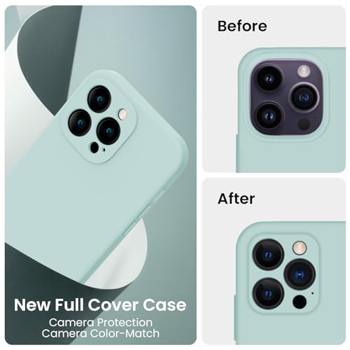 Image of FireNova Designed for iPhone 14 Pro Max Case, Silicone Upgraded [Camera Protection] Case, Soft Anti-Scratch Microfiber Lining Inside, 6.7 inch, Mint Green