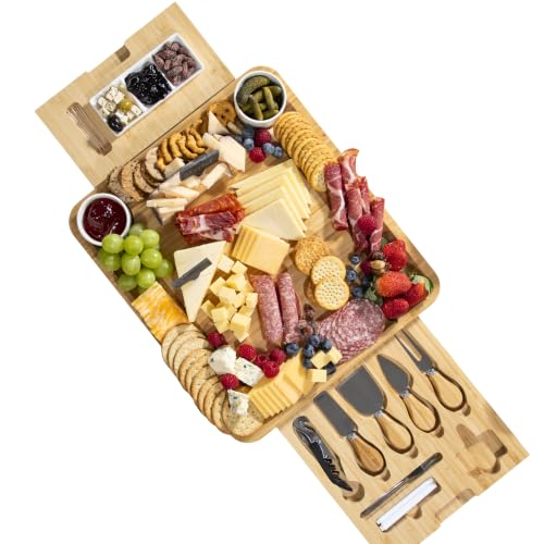 Large Bamboo Charcuterie Board Set with Bowls