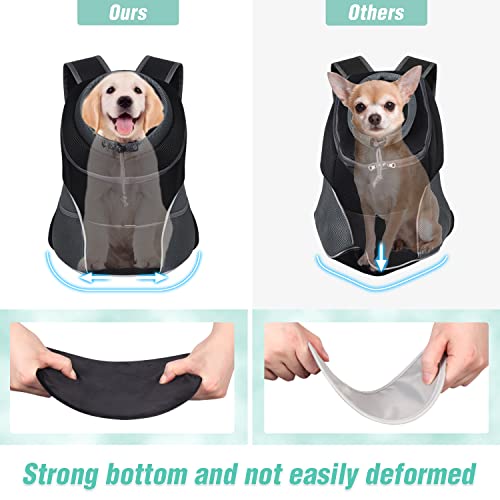 YUDODO 9-14lbs Dog Front Carrier Backpack, Adjustable Breathable Pet Carrier for Small Dogs Cats, Ventilated Puppy Back Pack with Safety Belt, Lightweight Doggy Backpack for Hiking Outdoor (Black, L) by YUDODO - Image 7