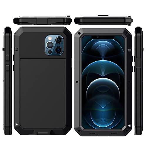 Coque iPhone 13 Pro Max antichoc en métal noir avec protège-écran
