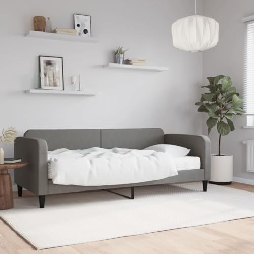 Yunovire Cama de día con colchón, gris oscuro, 80 x 200 cm, funda de tela, sofá cama para habitación de invitados, diseño moderno, estructura de metal resistente