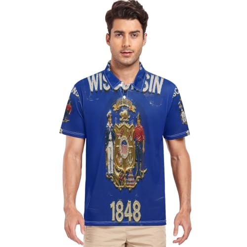 Polo homme anti-transpiration motif drapeau t-shirt respirant peinture à l'huile