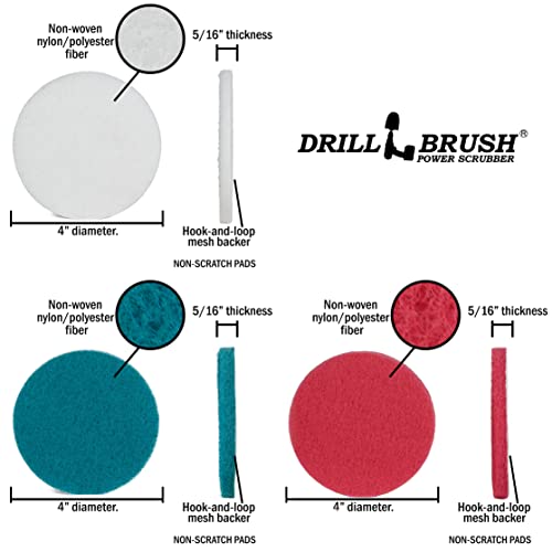 Image of Brush Drill Attachment Kit - Hot Tub Cleaner Brush - Pool Cleaner Brush | Cleaning Supplies - Drillbrush - Drill Brush Pads - Scrub Brush - Power Cleaning Brush - Rotary Drill Brush Cordless Scrubber