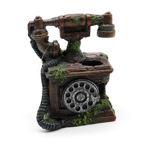 Amtra Deko Telefon Vintage - Dekoration Aquarium Süßwasser und Meerwasser aus Harz, für Aquarien und Fischbecken, ungiftig, 12 x 6,5 x 12,5 cm