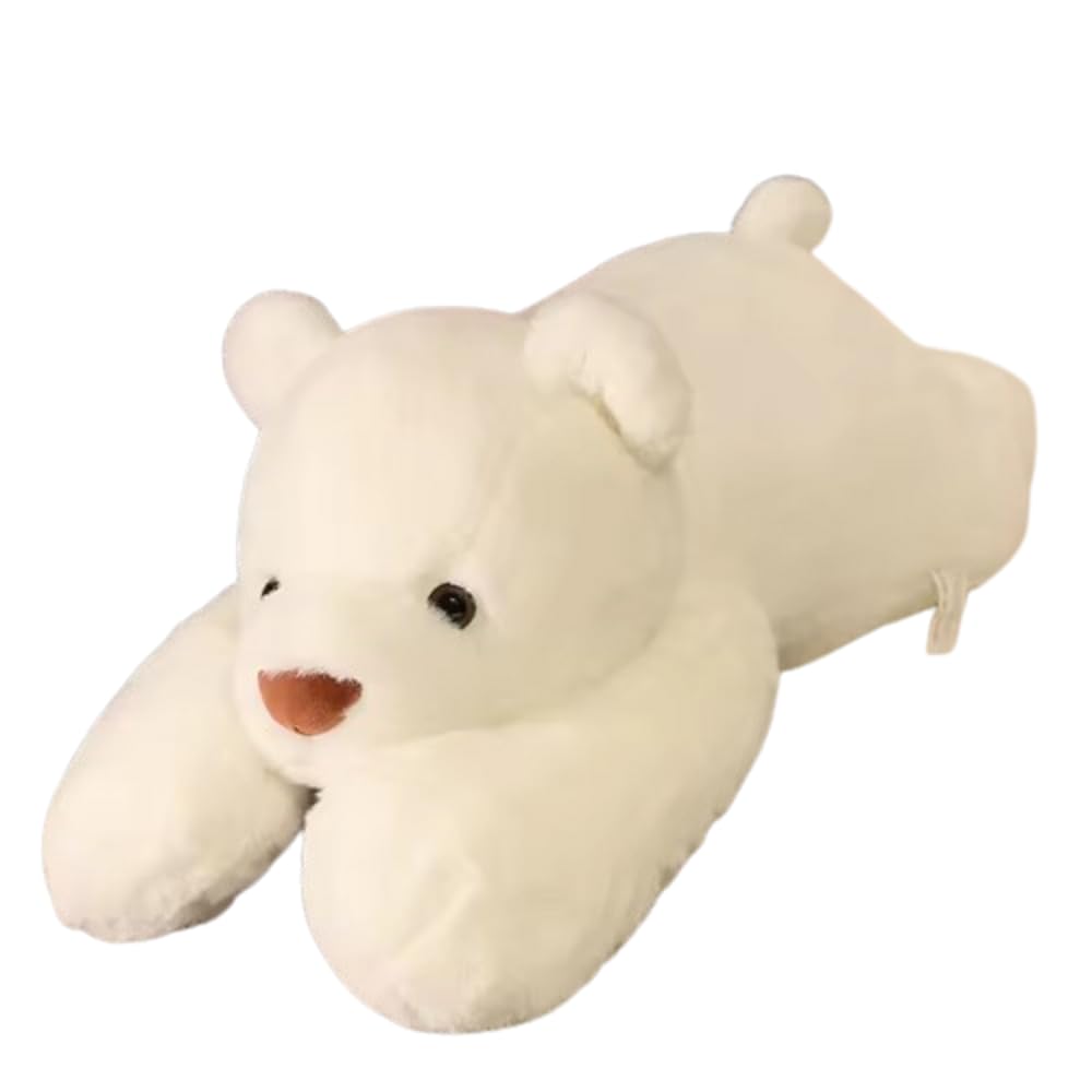 SCOOBA Super Soft Furry Lying Polar Bear Stuffed Toy White 60cm Furry White Bear Toy, 60cm, Soft Stuffed Animal