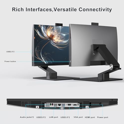 All-in-One PC Touch screen Quad-Core N95(Up to 3.4Ghz) 16GB RAM 512GB SSD,23.8 inch PC All-in-One Desktop Computer Touchscreen with Pop-up Webcam Dual Band WiFi Blutooth 5.3 Wired Mouse and Keyboard. - Image 6