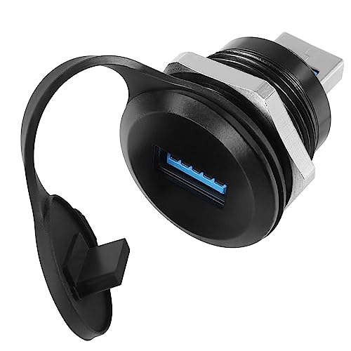 QIANRENON USB3.0 Male to Female Threaded Fixing Adapter 5Gbps Plug to Socket Round Waterproof Converter Data Connector Mount Socket for Data Transfer/Charging