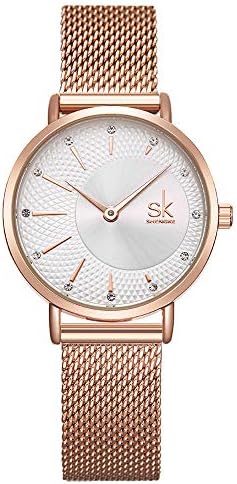 sk SHENGKESimple Watches Analog Mesh Watches for Women Stainless Steel Band reloj de Mujer Gift for Anniversary