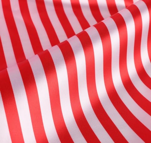Tissu satin de mariée au mètre rouge rayé 147cm pour couture robe et décoration
