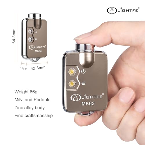 LIGHTFE Key-Chain Flashlight MK63 3 in 1 uv Light+Glare White Light+red Light for EDC Flashlight, Camping Flashlight, Emergency Light Designs to Max. 300LM Brightness, 3 Colors LED Lamp(Grey)