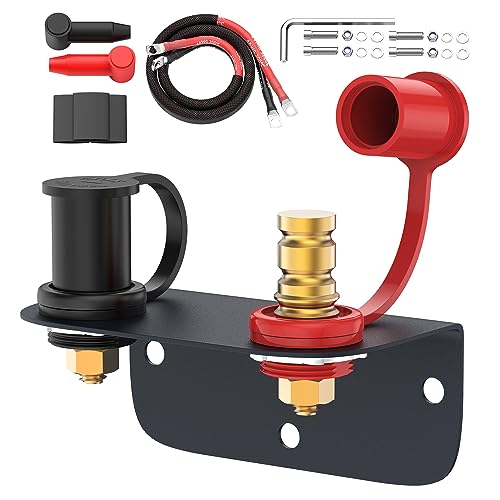 Joinfworld Remote Battery Terminals 3/8 Stud Battery Jump Post with Heavy Duty Mounting Bracket 250A Battery Charging Post Kit Marine Battery Charger Jumper Post for Auto UTV RV Truck Can-am
