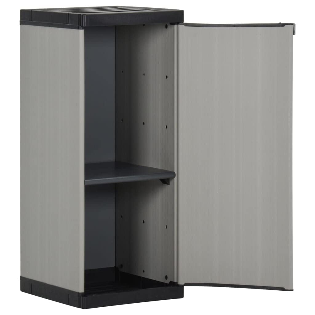 Armadio di Stoccaggio da Giardino con 1 Scaffale, Mobile Esterno in PVC Grigio e Durevole per Giardino o Patio, 35x40x85 Cm, Ideale per L'organizzazione di Articoli Essenziali